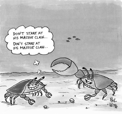 "Don't stare at his massive claw. . . don't stare at his massive claw. . ."