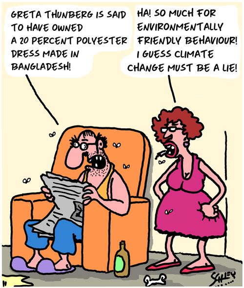 "Ha! So much for environmentally friendly behaviour!"