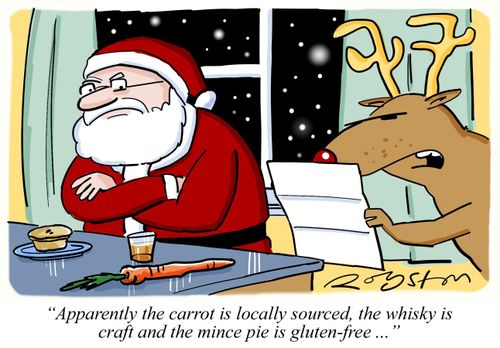 "Apparently the carrot is locally sourced, the whisky is craft, the mince pie is gluten-free..."
