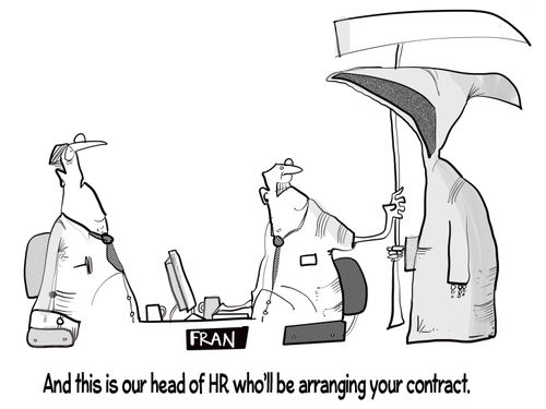 "And this is our head of HR who will be arranging your contract."