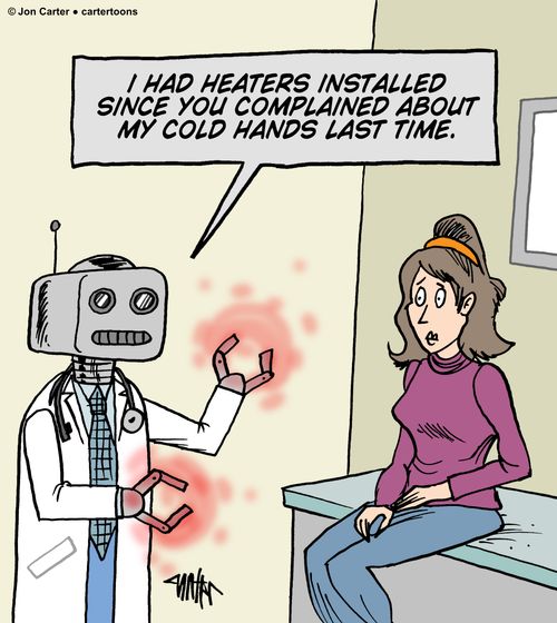 'I had the heaters installed since you complained about my cold hands last time.'
