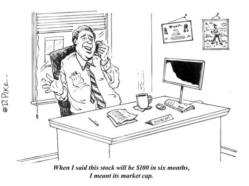 "When I said this stock will be $100 in six months, I meant its market cap."