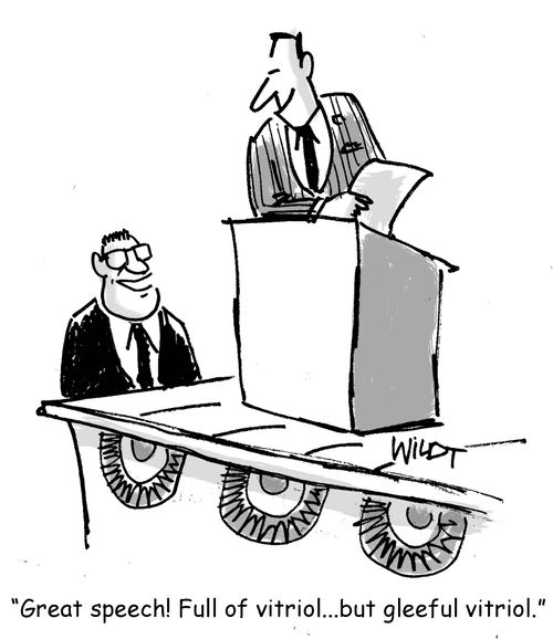 "Great speech! Full of vitriol...but gleeful vitriol."