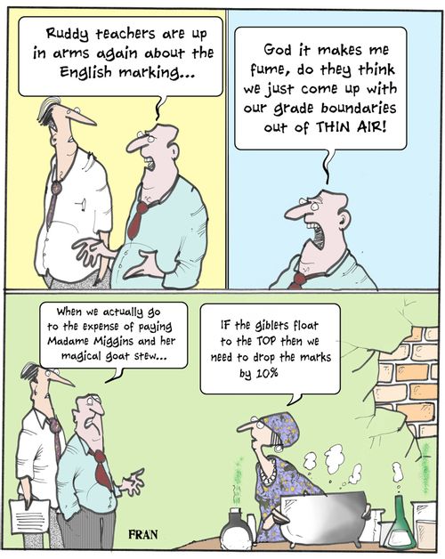 "Ruddy teachers are up in arms again about the English marking. . ."