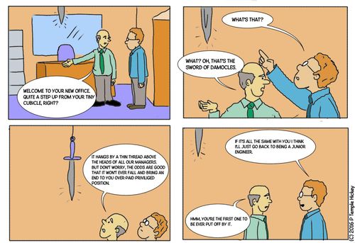 "Welcome to your new office...that's just the sword of Damocles."