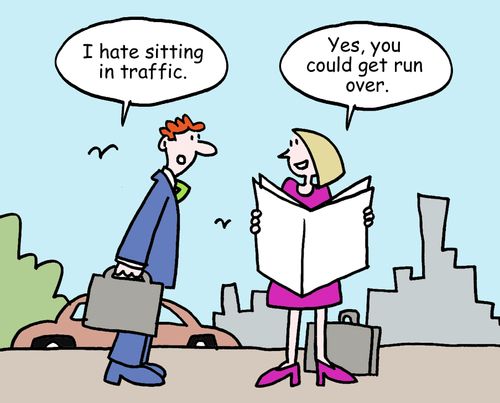 "I hate sitting in traffic." 