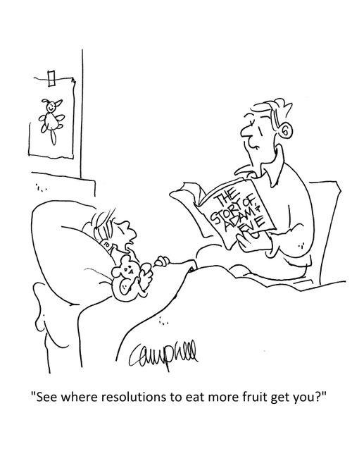 "See where resolutions to eat more fruit get you?"