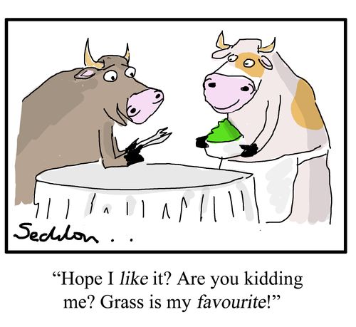"Hope I like it? Are you kidding me? Grass is my FAVOURITE!"