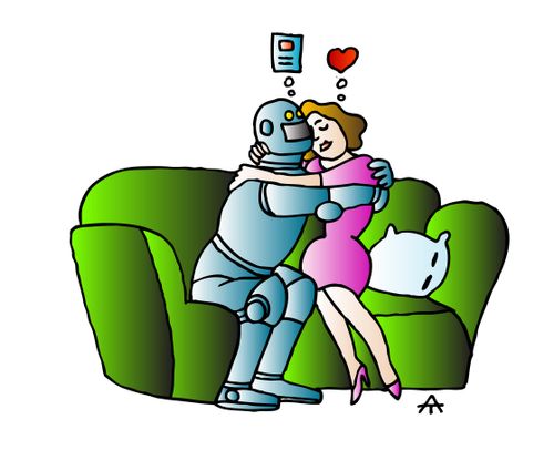 Robot and girl