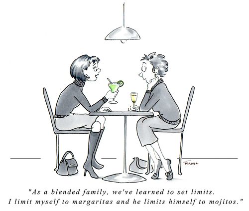 "As a blended family, we've learned to set limits. I limit myself to margaritas and he limits himself to mojitos."