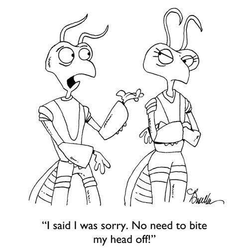 "I said I was sorry. No need to bite my head off!"