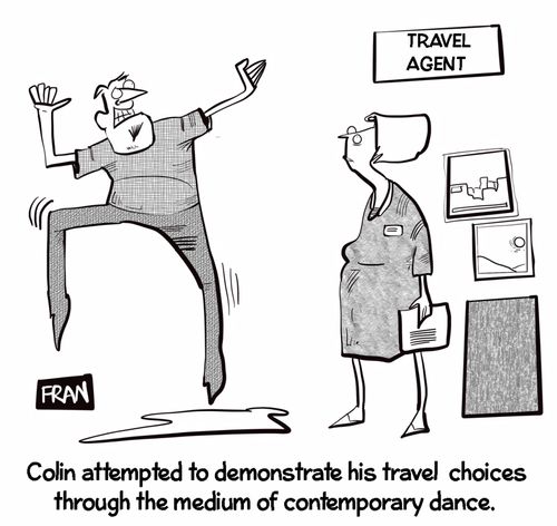 Colin attempted to demonstrate his travel choices through the medium of contemporary dance.