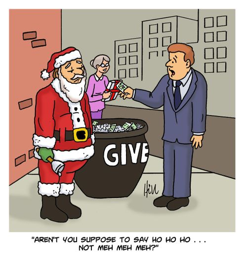 "Aren't you suppose to say ho ho ho. . . not meh meh meh?"