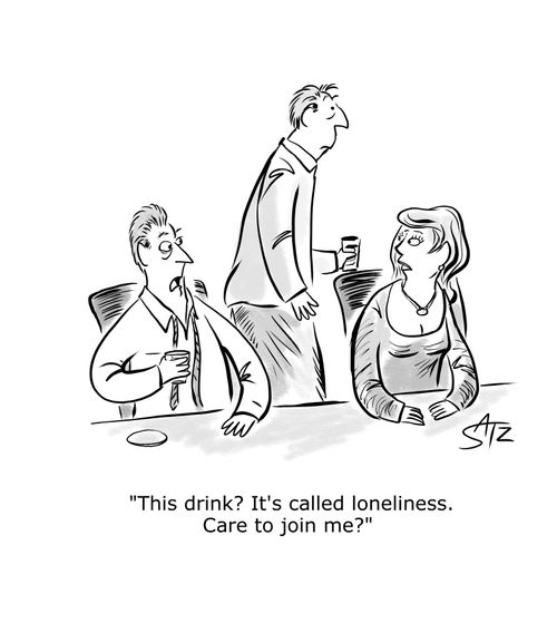 "This drink? It's called loneliness. Care to join me?"