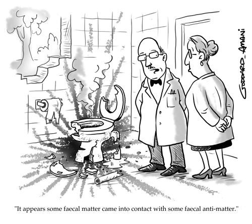 "It appears some faecal matter came into contact with some faecal anti-matter."