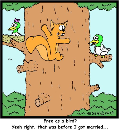 "Free as a bird? Yeah right, that was before I got married..."