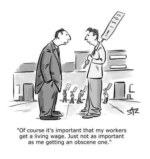 "Of course it's important that my workers get a living wage.. . ."