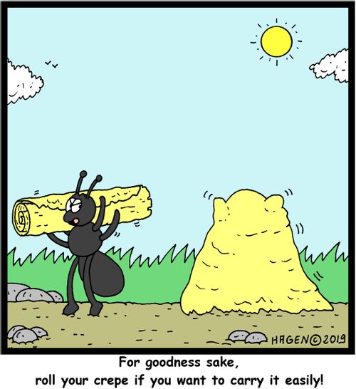 "For goodness sake, roll your crepe if you want to carry it easily!"