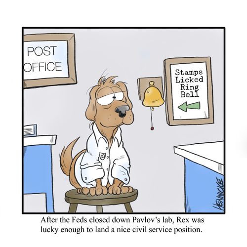 After the Feds closed down Pavlov's lab, Rex was luck enough to land a nice civil services position.