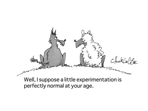 "Well, I suppose a little experimentation is perfectly normal at your age."