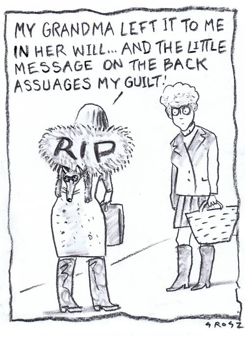 "My grandma left it to me in her will. . . and the little message on the back assuages my guilt!"