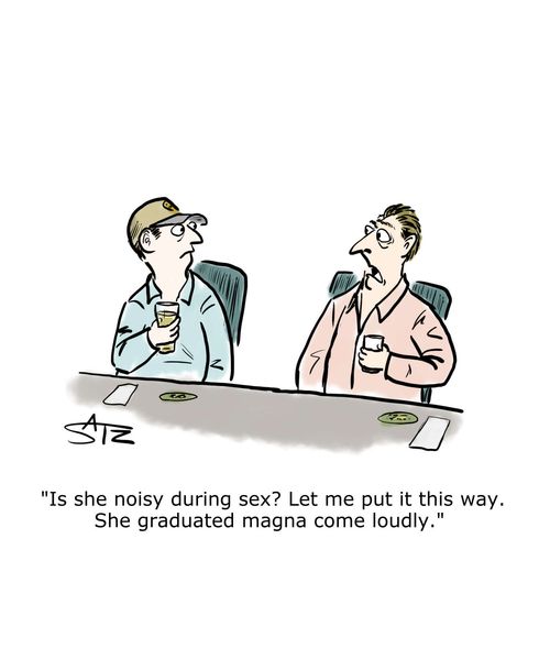 "Is she noisy during sex? Let me put it this way. She graduated magna come loudly."