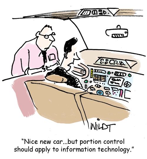 "Nice new car...but portion control should apply to information technology."