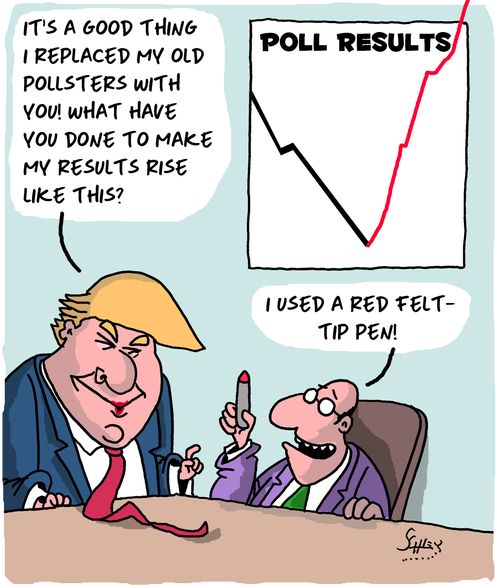 "It's a good thing I replaced my old pollsters with you! What have you done to make results rise like this?"