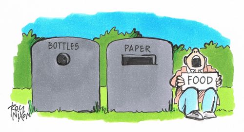 Recycling - Bottles, Paper and Food