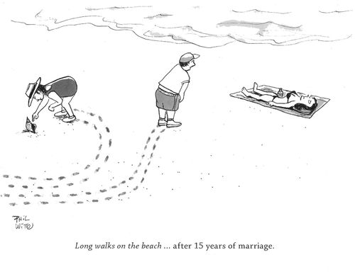 Long walks on the beach. . . after 15 years of marriage.