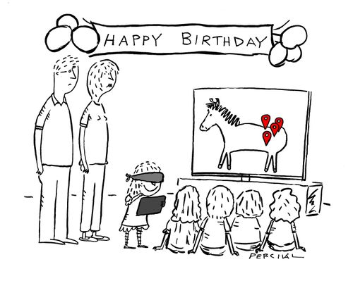 Children's party - Pin the Tail using a tablet