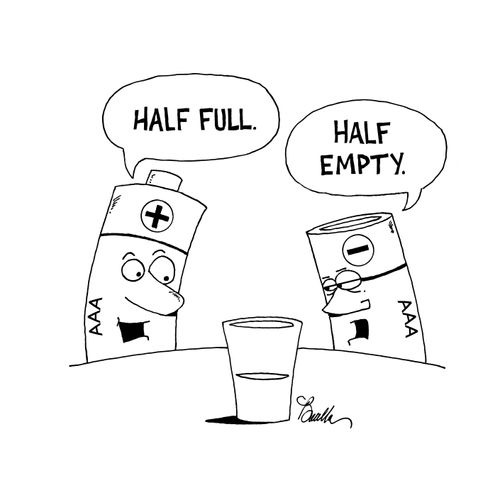 "Half full."