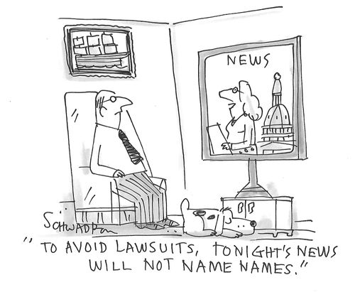 "To avoid lawsuits, tonight's news will not name names."