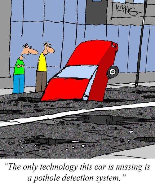 "The only technology this car is missing is a pothole detection system."
