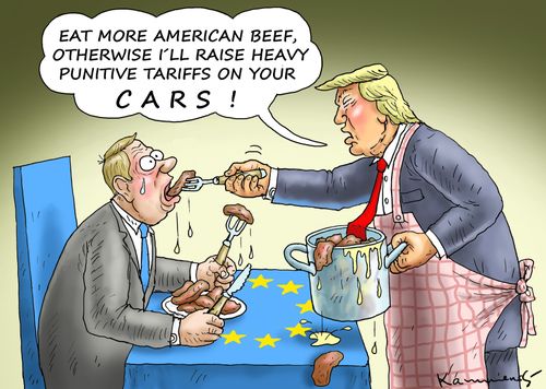 "Eat more American beef, otherwise I'll raise heavy punitive tariffs on your cars!"