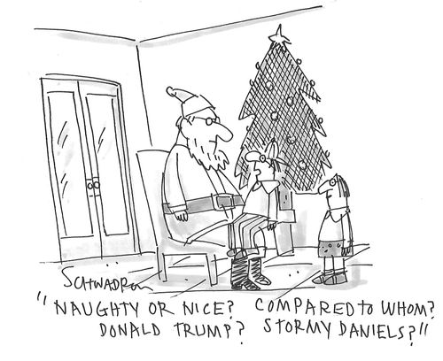 "Naughty or nice? Compared to whom? Donald Trump? Stormy Daniels?"