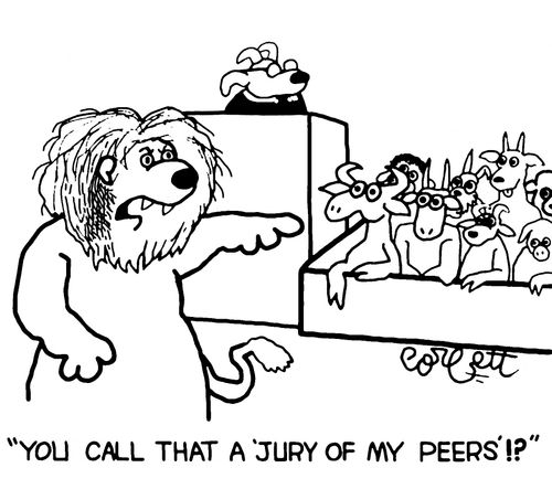 "You call that  a 'jury of my peers'!?"