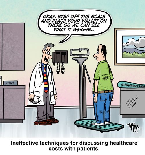 Ineffective techniques for discussing healthcare costs with patients.