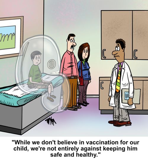 "While we don't believe in vaccination for our child, we're not entirely against keeping him safe and healthy."
