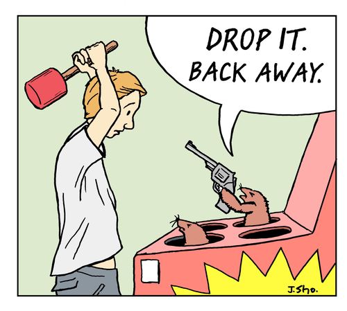 "Drop it. Back away."