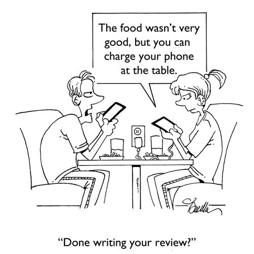 "Done writing your review?"