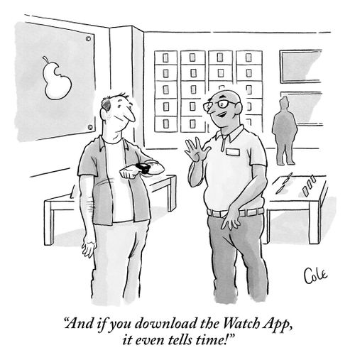 "And if you download the Watch App, it even tells time!"