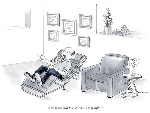 "I've been told I'm oblivious to people."