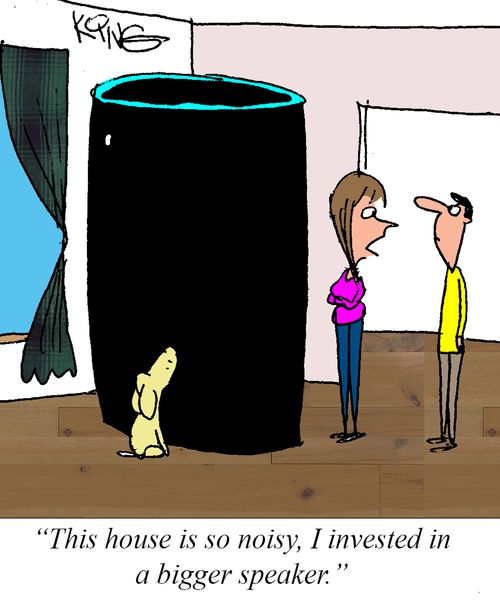 "This house is so noisy, I invested in a bigger speaker."
