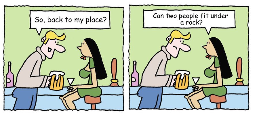 "So, back to my place?" 