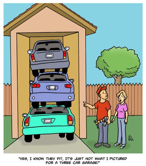 "Yes, I know they fit, it's just not what I pictured for a three car garage!"