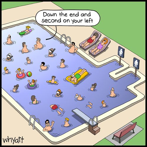"Down the end and second on your left."