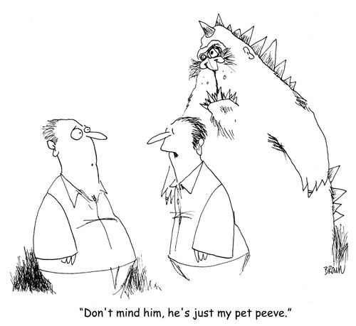 "Don't mind him, he's just my pet peeve."