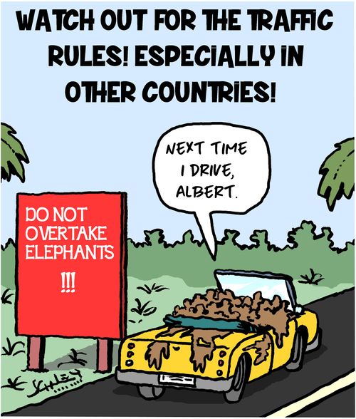 Watch out for the traffic rules! Especially in other countries!