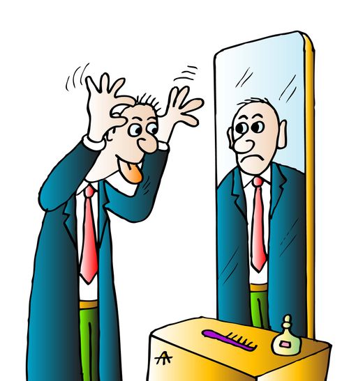 Man and mirror